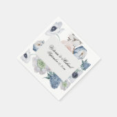 Blaue Flora Wasserfarbe Napkins Serviette (Ecke)