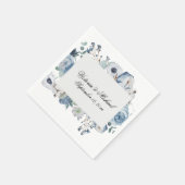 Blaue Flora Wasserfarbe Napkins Serviette (Ecke)