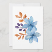 Blaue Flora Wasserfarben Jegliche Überraschung Geb Einladung (Rückseite)