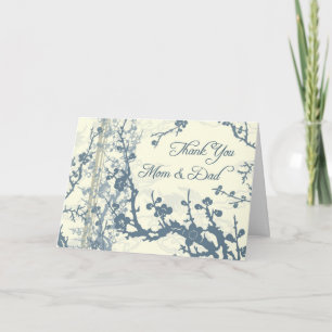 Blaue Floral Eltern Hochzeitstag Dankeskarte