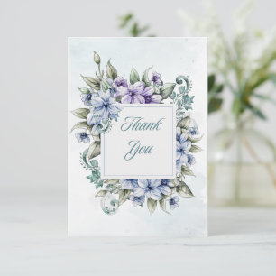 Blaue Floral-Flat-Dankeskarten Dankeskarte