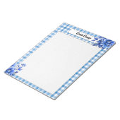 Blaue Floral Gingham_ Brain Dump Notizblock (angewinkelt)