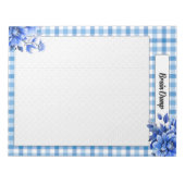 Blaue Floral Gingham_ Brain Dump Notizblock (Vorderseite)