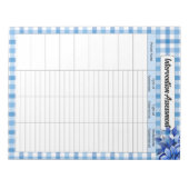 Blaue Floral Gingham _ Interventionsbewertung  Notizblock (Vorderseite)