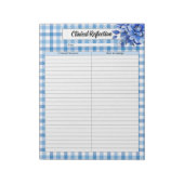 Blaue Floral Gingham_ Klinische Reflexion Notizblock (Rotiert)