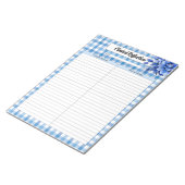 Blaue Floral Gingham_ Klinische Reflexion Notizblock (angewinkelt)