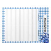 Blaue Floral Gingham_ Klinische Reflexion Notizblock (Vorderseite)