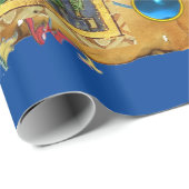 BLAUE FLORAL NATIVITY CHRISTMAS PARCHMENT AND GEMS GESCHENKPAPIER (Rolleneckpunkt)