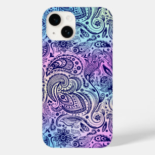 Blaue Floral-Paisley-Muster auf irisierendem Hinte Case-Mate iPhone 14 Hülle