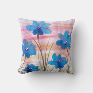Blaue Floral Wasserfarbenkissen Kissen