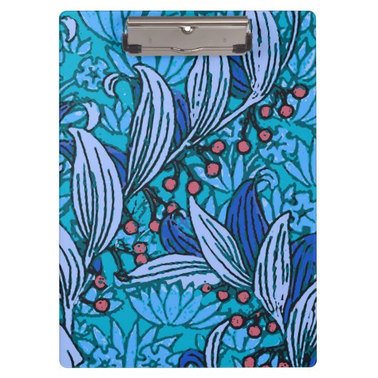 Blaue florale Antik-Boho-Moderne Klemmbrett (Vorderseite)