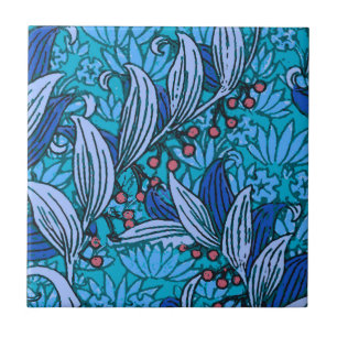 Blaue florale Antiquität Boho Modern Fliese