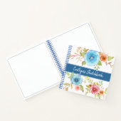 Blaue florale Aquarellschrift-Drehbuch Name chic Notizblock (Innenseite)
