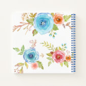 Blaue florale Aquarellschrift-Drehbuch Name chic Notizblock (Rückseite)