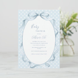Blaue florale Baby-Party Einladung