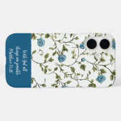 Blaue florale Bibel-Verse Case-Mate iPhone Hülle (Rückseite (Horizontal))