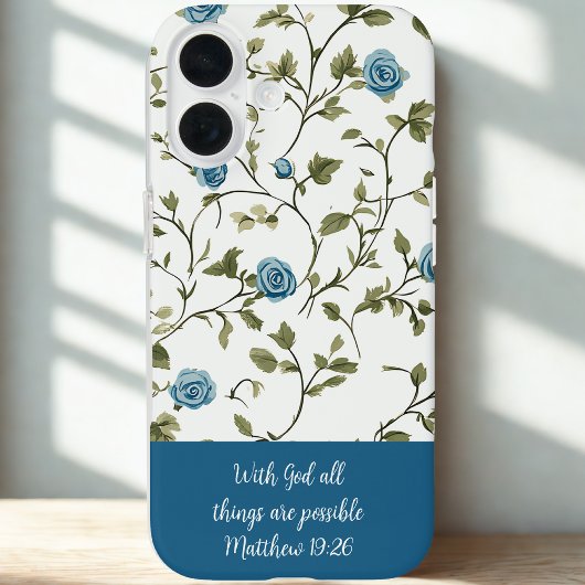 Blaue florale Bibel-Verse Case-Mate iPhone Hülle