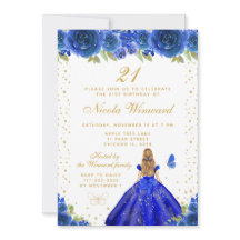 Blaue Florale Blondhaar Prinzessin Geburtstagsfeie