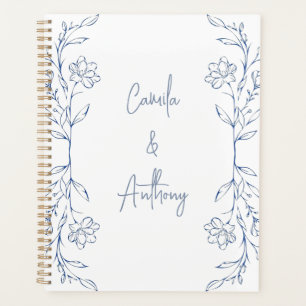 Blaue Florale Boho-Seitenrand-Hochzeit Planer