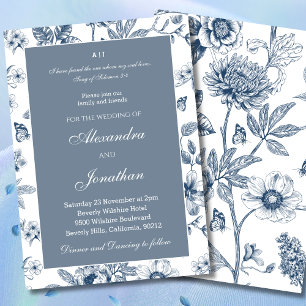 Blaue florale Chinoiserie-christliche Hochzeit Einladung