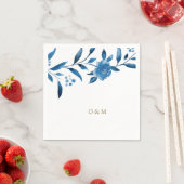 Blaue florale Chinoiserie-Hochzeitsmonogramm Serviette (Beispiel)