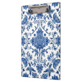 Blaue florale Chinoiserie Wasserfarbe Weiß Klemmbrett (Links)