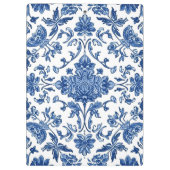 Blaue florale Chinoiserie Wasserfarbe Weiß Klemmbrett (Rückseite)