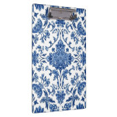 Blaue florale Chinoiserie Wasserfarbe Weiß Klemmbrett (Rechts)