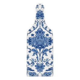 Blaue florale Chinoiserie-Wasserfarbe weiß Schneidebrett