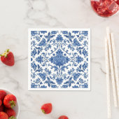 Blaue florale Chinoiserie Wasserfarbe Weiß Serviette (Beispiel)