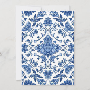 Blaue florale Chinoiserie Weiße Wasserfarbe Dankeskarte