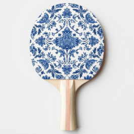 Blaue florale Chinoiserie Weiße Wasserfarbe Tischtennis Schläger