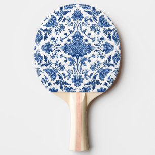 Blaue florale Chinoiserie Weiße Wasserfarbe Tischtennis Schläger