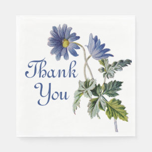 Blaue Florale Daisy Dankeschön Hochzeitsblumen Par Serviette