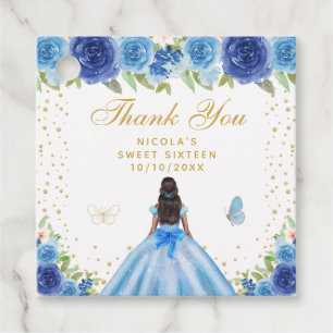 Blaue Florale Dunkle Haut Prinzessin Sweet Sixteen Geschenkanhänger