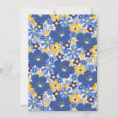 Blaue Florale Einfache Festliche Familien-Hanukkah Einladung (Rückseite)