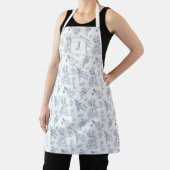 Blaue florale französische Toile Custom Monogramm Schürze (InSitu)