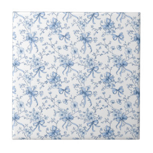 Blaue florale französische Toile Fliese
