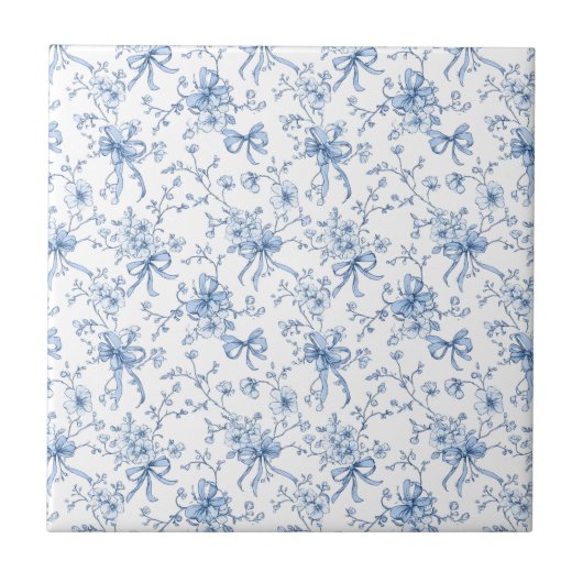 Blaue florale französische Toile Fliese (Vorderseite)