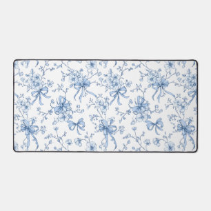 Blaue florale französische Toile Schreibtischunterlage