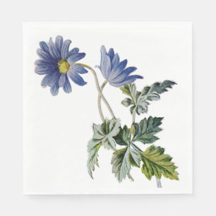 Blaue Florale Gänseblümchen Aquarell Blumen Hochze Serviette