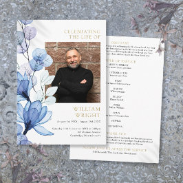 Blaue florale Gedenkfeier Programm