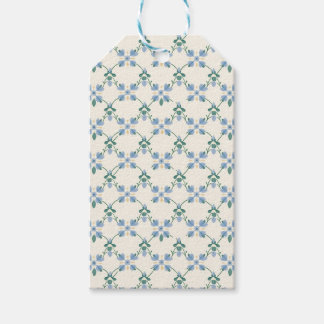 Blaue florale Gittergarten-Muster-Geschenkanhänger Geschenkanhänger
