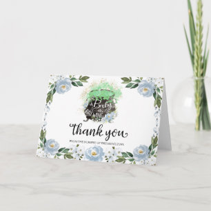 Blaue Florale Halloween-Baby-Shower-Dankeskarten Karte