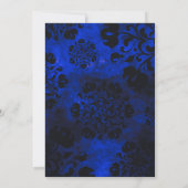 Blaue Florale Hochzeit Einladung (Rückseite)