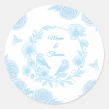 Blaue Florale Hochzeit  💙 Personalisierte Namen 