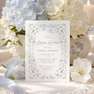 Blaue Florale Hochzeits-Lunch mit Schleife Einladung
