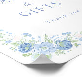 Blaue Florale Hochzeits-Teeparty Begrüßung Poster (Ecke)