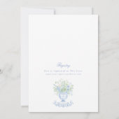 Blaue Florale Hochzeits-Teeparty Einladung (Rückseite)