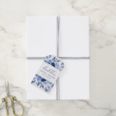 Blaue Florale Hochzeitsdusche Geschenkanhänger (Mit Garn)